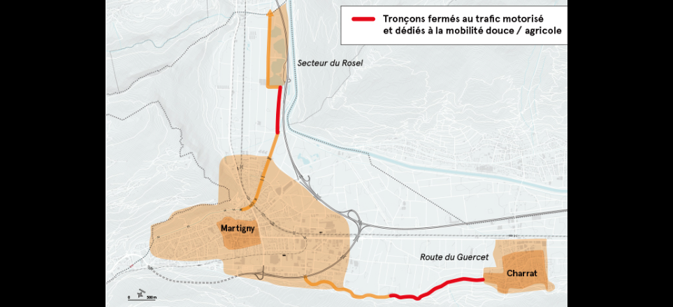 Martinachs Straßen pro Velo und Fußgänger