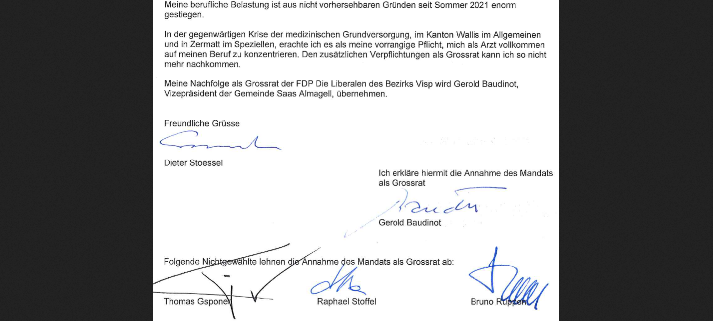 Dieter Stößel geht2021 wurde er Großrat, 2023 verläßt er den Großen Rat bereits wieder +++ Gerold Baudinot folgt