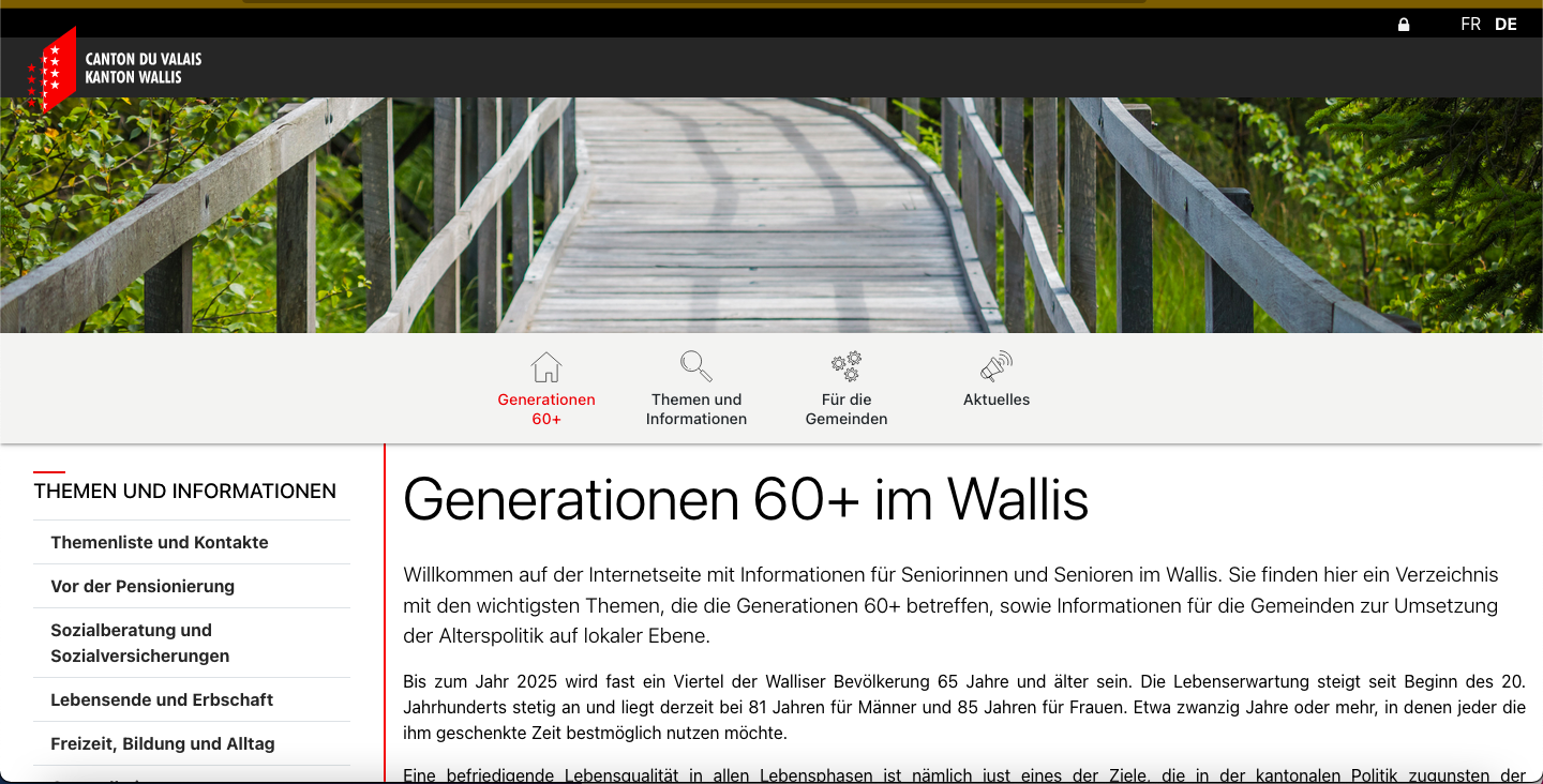 Kanton sieht Lücke: Webseite und Verzeichnis für die Generationen 60+