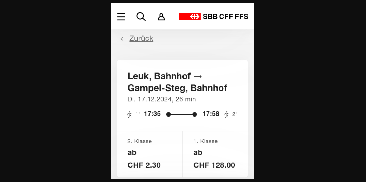 Teure SBB128 Franken für zwanzig Minuten Busfahrt?