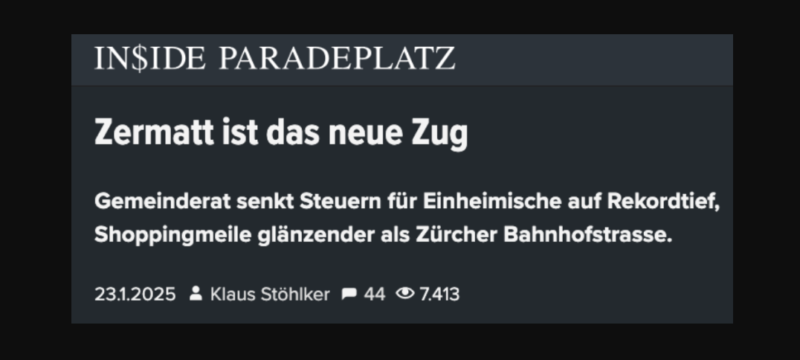 Zermatt Steuern Klaus Stöhlker