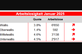 Arbeitslosigkiet Wallis Januar 2025