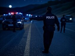 #Kapo Wallis Polizeistraßensperre nachts