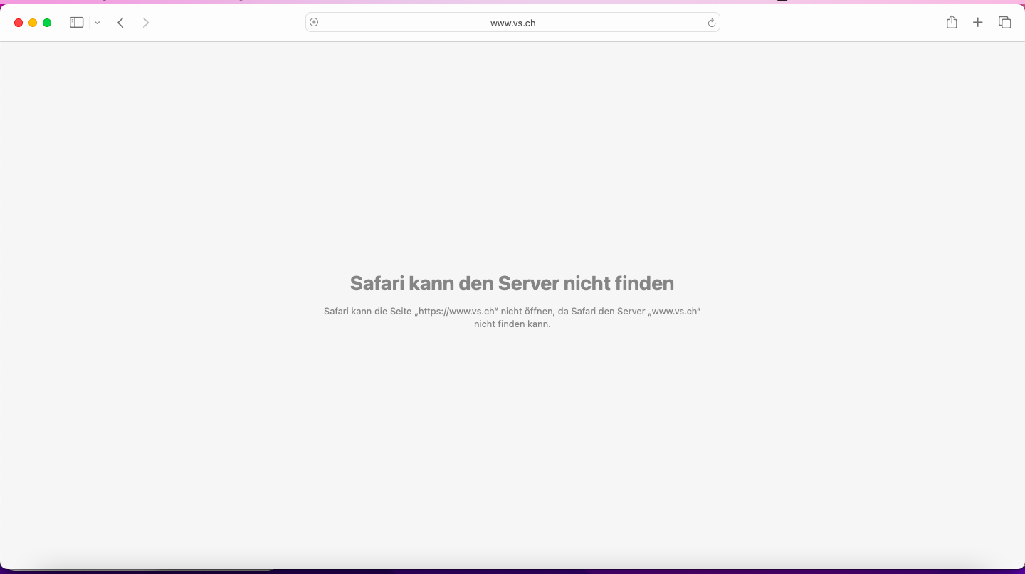 VS.ch nicht erreichbarKantonswebseite des Kanton Wallis nicht erreichbar