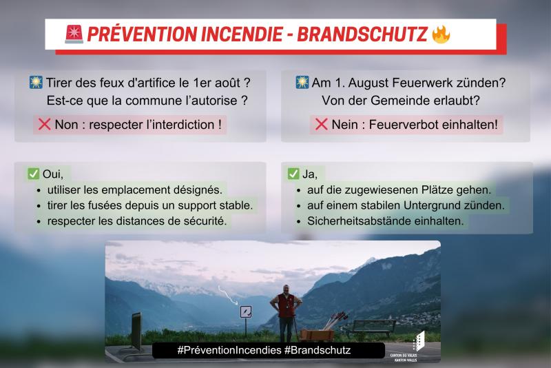 Zunehmende Waldbrandgefahr – Appell zur VorsichtWer Feuerwerk will, muß am 1. August im Wallis Gemeinden aufsuchen, die ohne Verbot sind