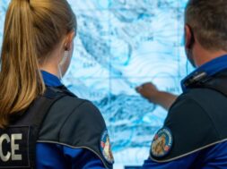 #Kapo Wallis Wanderunfall Bergunfall Symbolbild Polizisten zeigen auf Berg