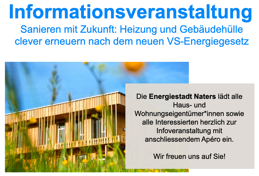 Energiestadt Naters lädt einInfoanlaß zu nachhaltigem Bauen
