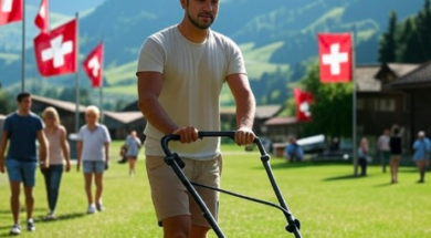 Rasenmähen am 1. August in der Schweiz