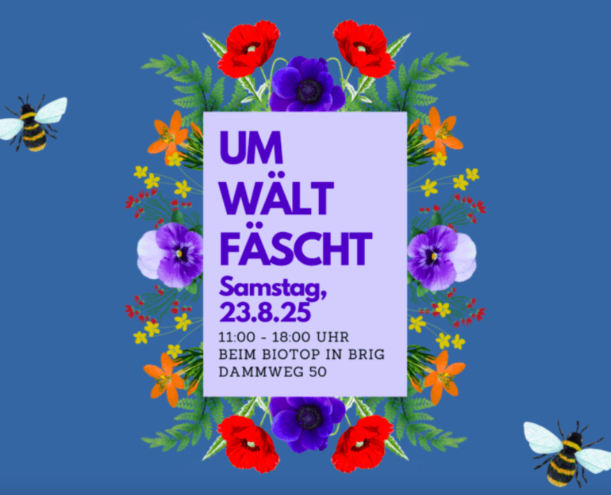 Brig: Umweltfäscht 2025Pro Natura, OGUV, SPO, Grüne Oberwallis, Vogelschutz, VCS und WWF freuen sich auf ein buntes Fest!