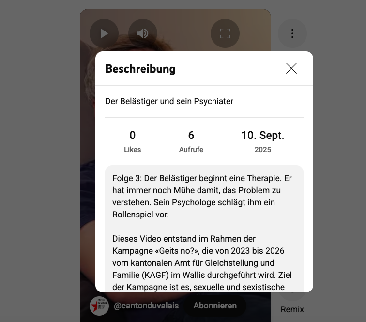 Was bringen Kampagnen gegen sexuelle Belästigung im Öffentlichen Raum?Von Steuergeldern bezahlte Videos ohne Aufrufe
