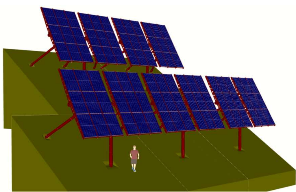 Abbildung 2: Realisierungskonzept der Solaranlage: Unterkante Panel 2.5 m über Boden