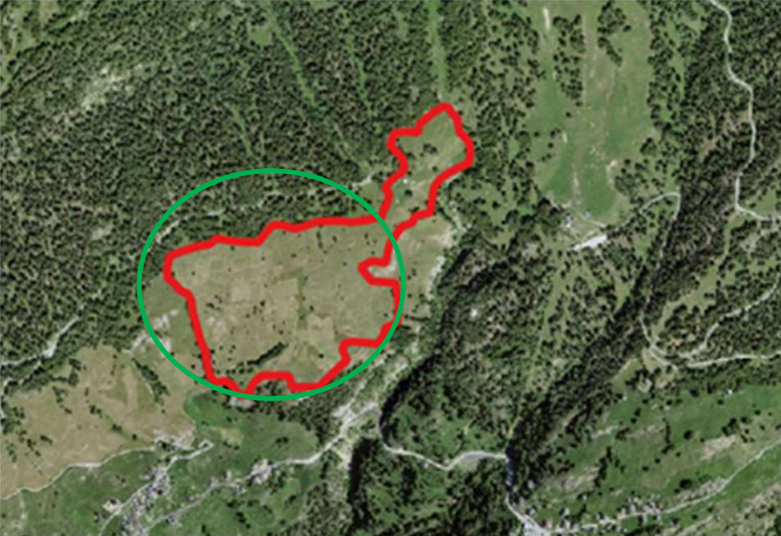 Abbildung 1: Für das Baugesuch ausgewählter Projektperimeter (grüne Markierung)