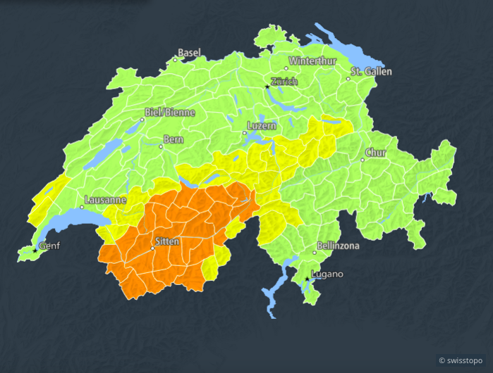 Aktuell Schneewarnung im WallisGefahrenstufe 3: erhebliche Gefahr