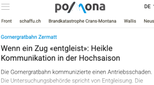 Thomas Jossen Pomona Gornergrat-Bahn-Entgleisung