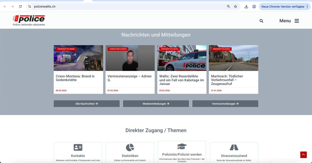 In den Polizeimeldungen der Kantonspolizei Wallis kommt die Lawine am Goppenstein nicht vor; nur klein beim Straßenzustand kann man was dazu finden