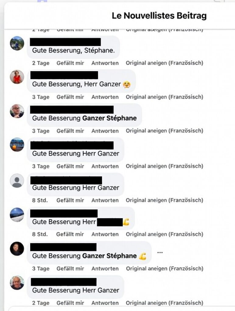 Im Le Nouvelliste waren die Kommentare zum Skiunfall zu Stéphane Ganzer ausschließlich positiv.