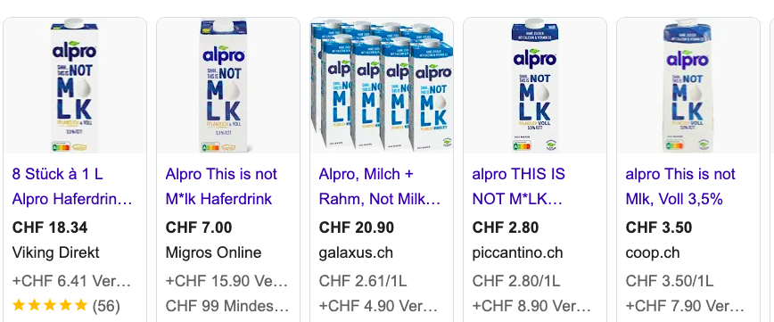 Auf Google wird Werbung für das Produkt gemacht (Bildschirmfotoausriß)
