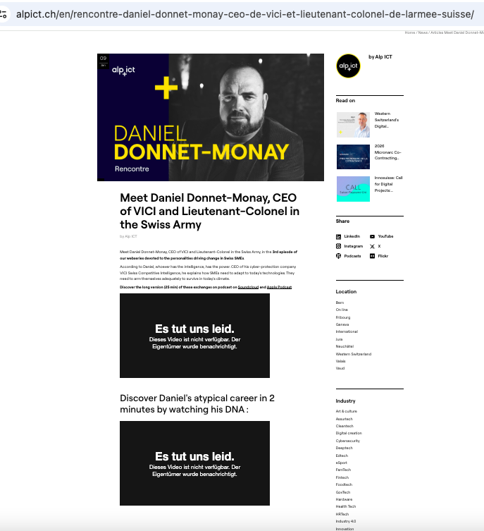 Daniel Donnet-Monay im Video, einige Videos sind inzwischen nicht mehr aufrufbar