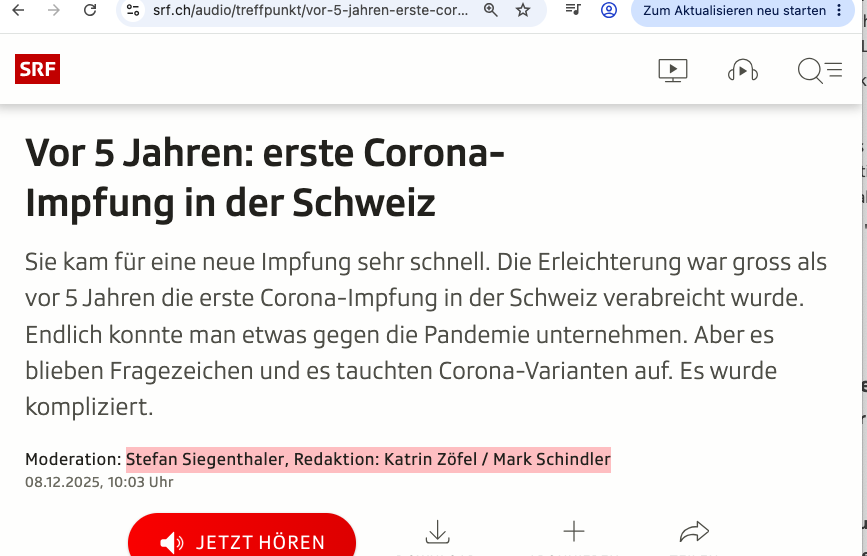 UBI behandelte Beschwerden gegen SRF-SendungenEntscheide der UBI betreffend Impfungen, Erbschaftssteuerinitiative und Nahost-Krieg