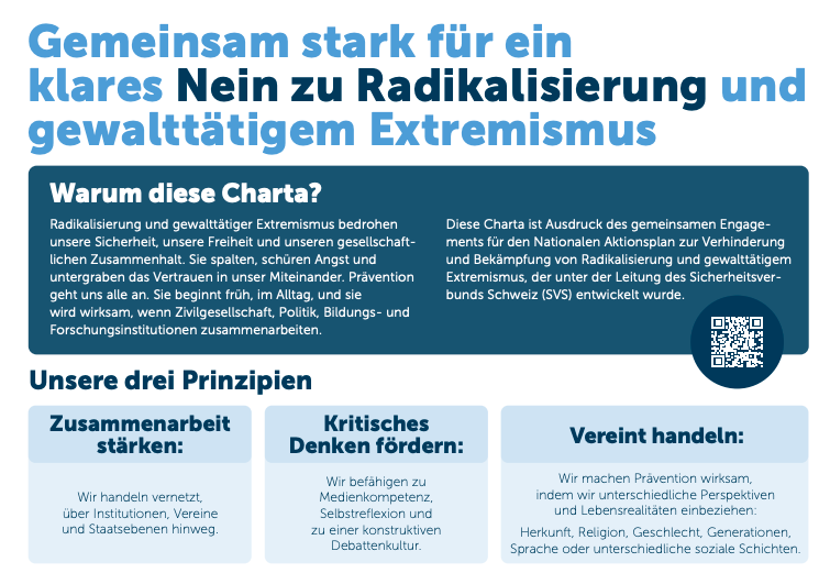 Neue Charta gegen Radikalisierung – Bund, Kantone und Gemeinden kämpfen gemeinsam gegen ExtremismusJihadismus bleibt ein zentraler Fokus im Kampf gegen Radikalisierung