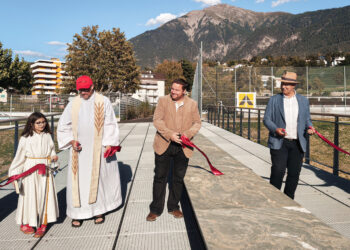 Einweihung der Langsamverkehrsbrücke Geschina in Brig-GlisNeue Brücke verbindet die Sport- und Freizeitanlagen und wertet den öffentlichen Raum auf