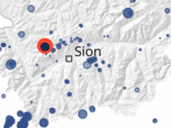 Erdbeben im Kanton WallisBeben mit Magnitude von etwa 3.8 auf der Richterskala