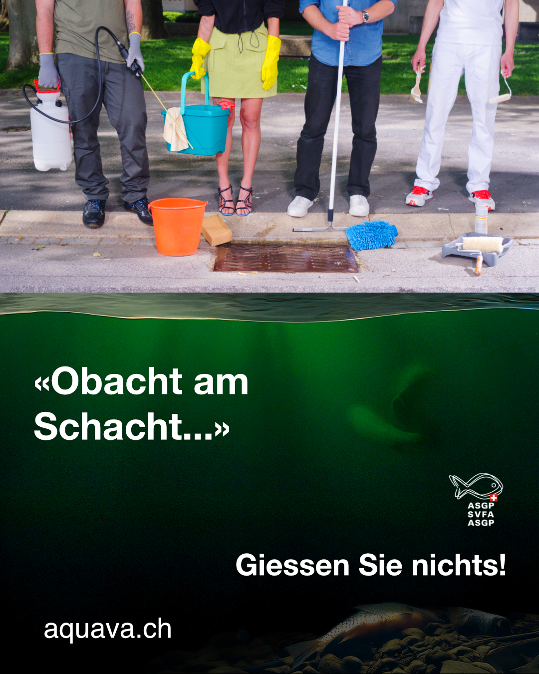 Ein Entwässerungsschacht – ein direkter Weg in die UmweltWallis startet Gulli-Kampagne
