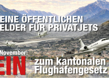 Nein-Komitee zur Abstimmung über das kantonale FlughafengesetzGrüne Wallis: "Keine öffentlichen Gelder für Privatjets!"